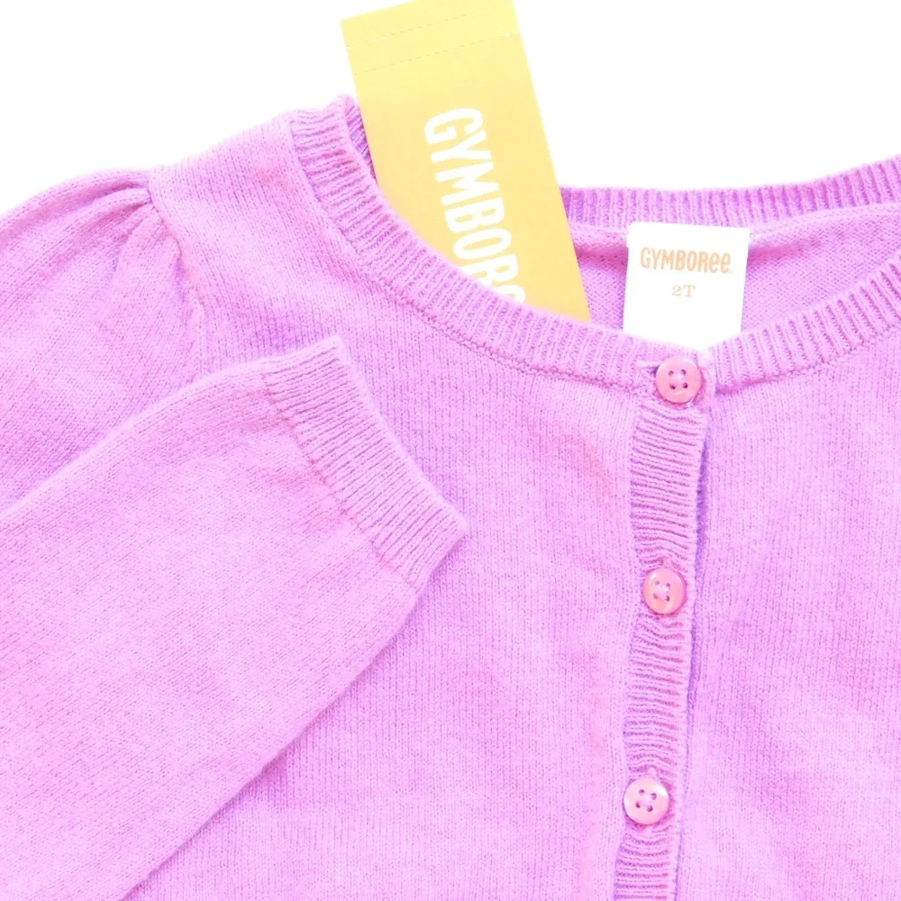 Gymboree Girls Button Up Cardigan Sweater Size 2T‎ Purple Ruffle Detail Cropped